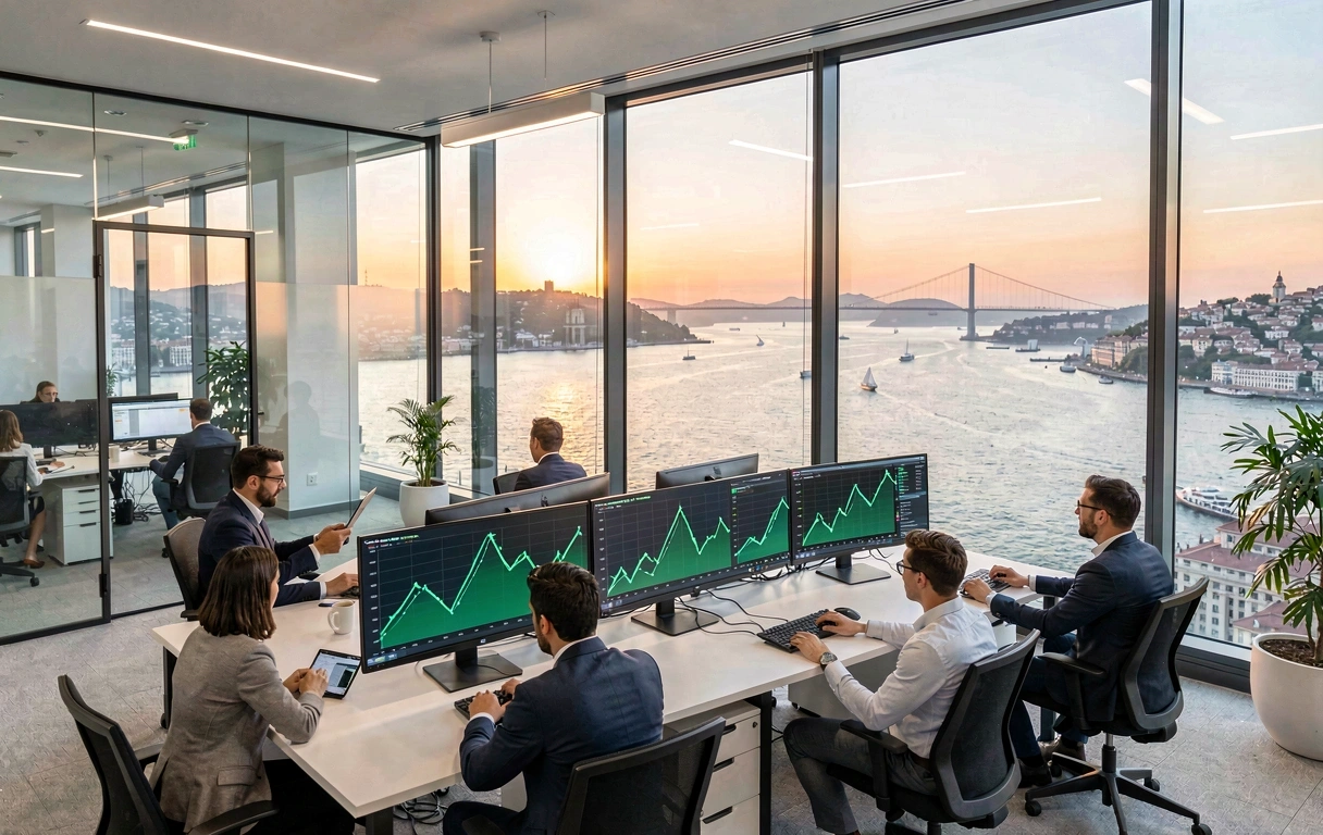 Turkey Insight Bureau workspace overlooking Istanbul